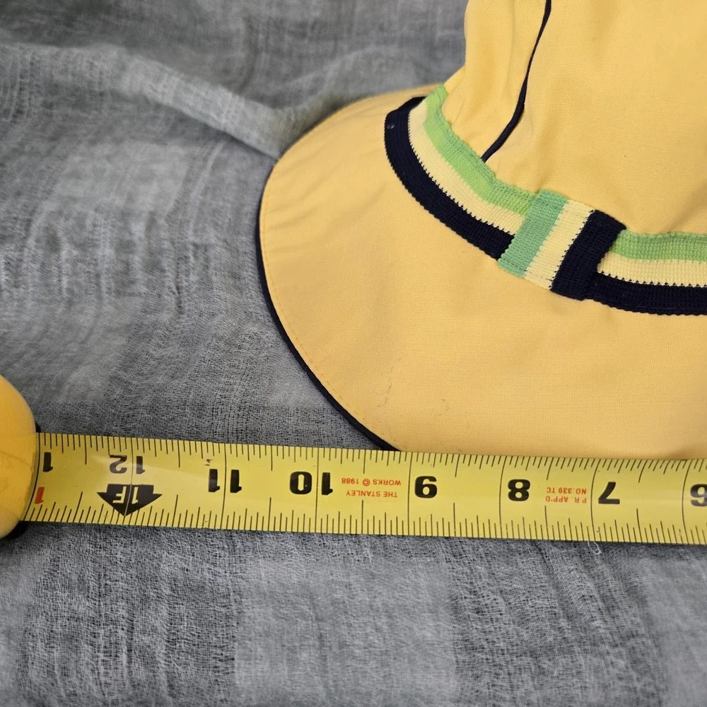 Vintage Child's Rain Sun Bucket Hat Sloping Brim w/ Striped Hatband Foldable OS